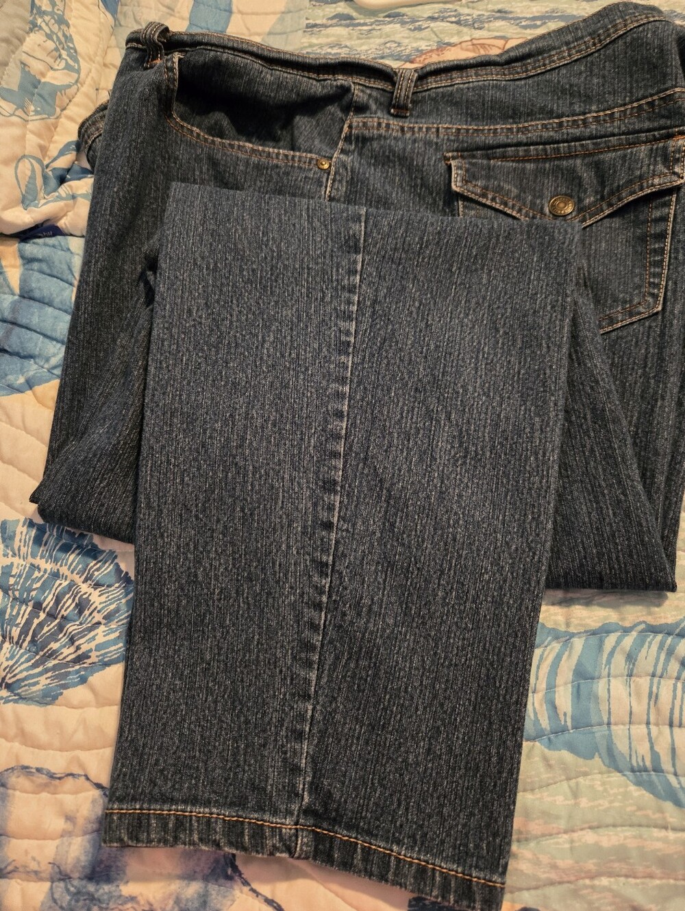 Ladies Dark Blue Straight Leg Jeans
